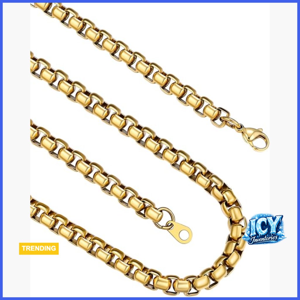 Stainless Steel Box Chain Necklace For Men, Lobster Clasp, 18-30 Inches